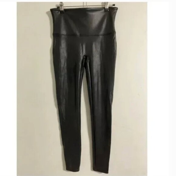 SPANX Faux Leather High Rise Black Leggings Size Small Label Removed - Picture 2 of 6